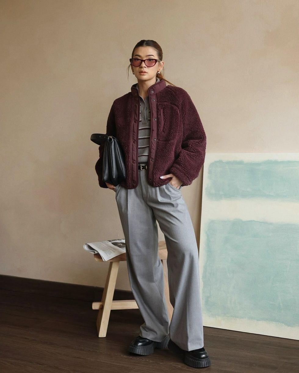 Padu padan fleece ala Anaz Siantar. (dok. Uniqlo)