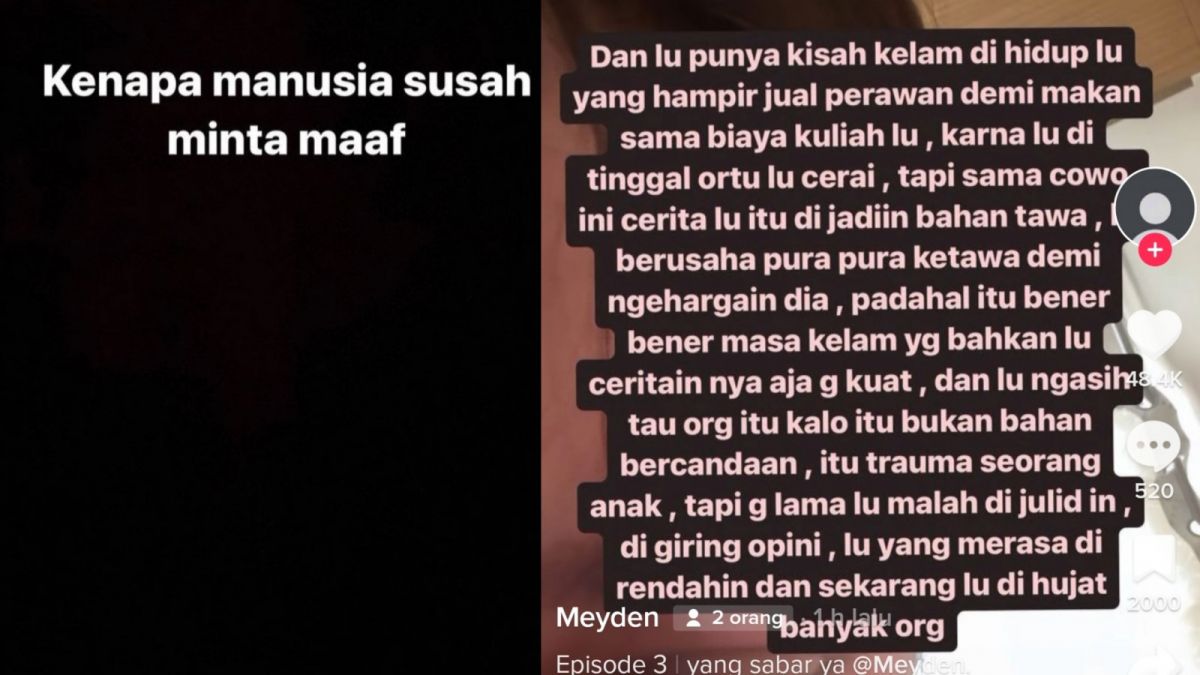 Tulisan Meyden di Laman Media Sosial Pribadinya [TikTok/@imeyhouu20]