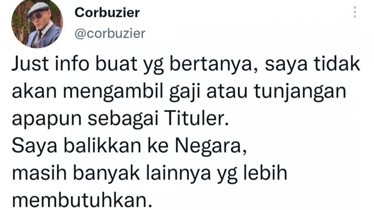 Cuitan Deddy Corbuzier Tentang Gaji yang Diterima Dirinya [Twitter/@corbuzier]