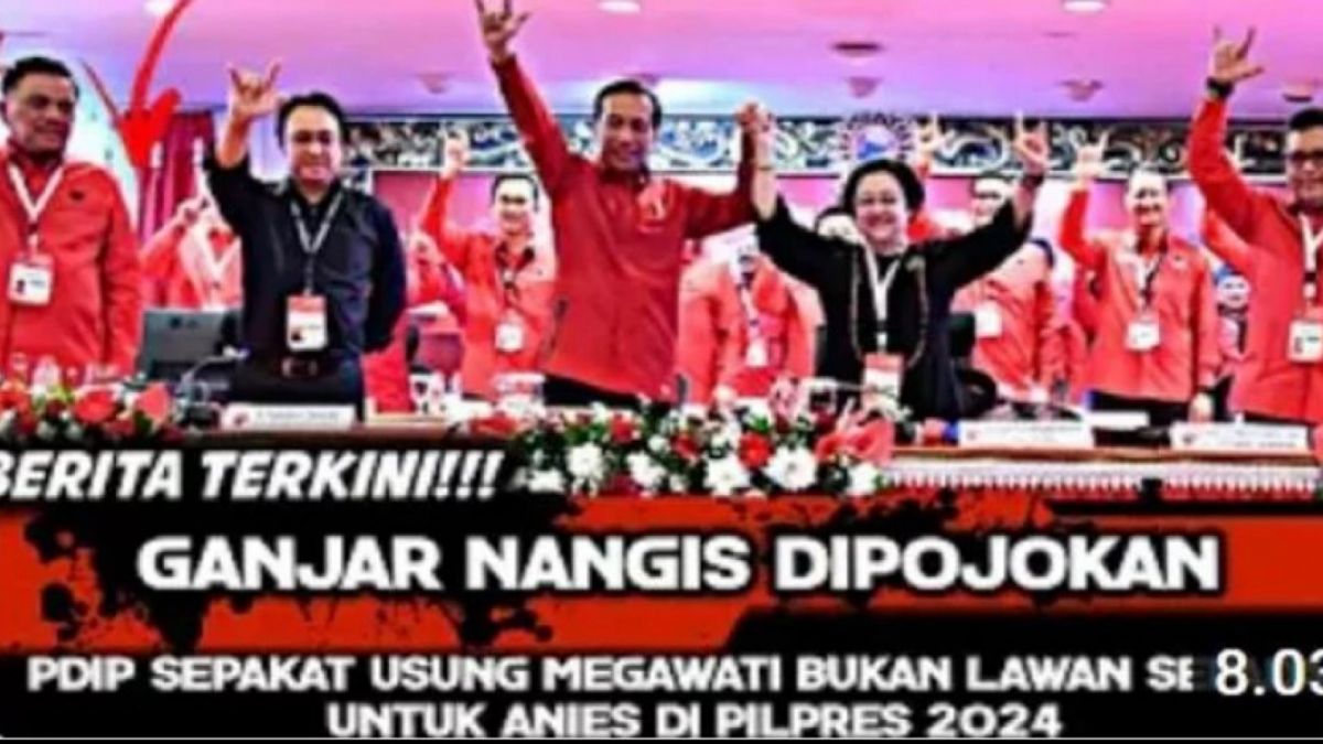 Tangkap layar unggahan dengan klaim PDIP sepakat usung Megawati untuk lawan Anies dalam Pilpres 2024 [YouTube/KABAR PENA]