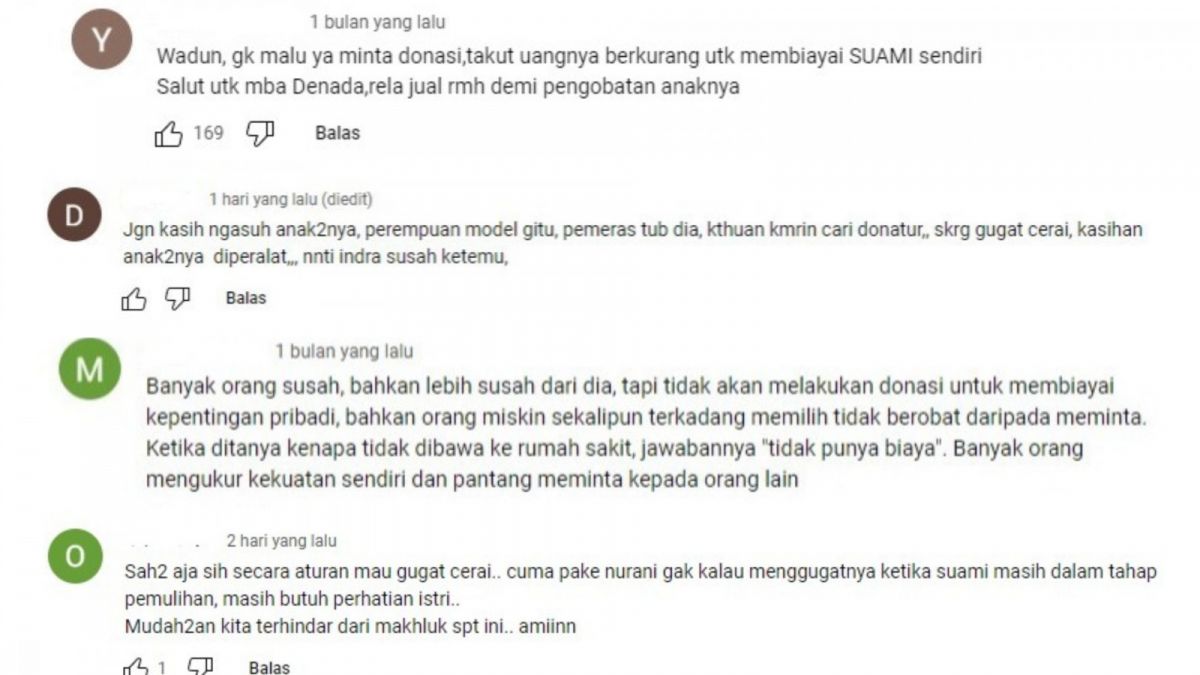 Tangkapan layar komentar-komentar netizen terhadap Aldilla Jelita. [Youtube 5D]