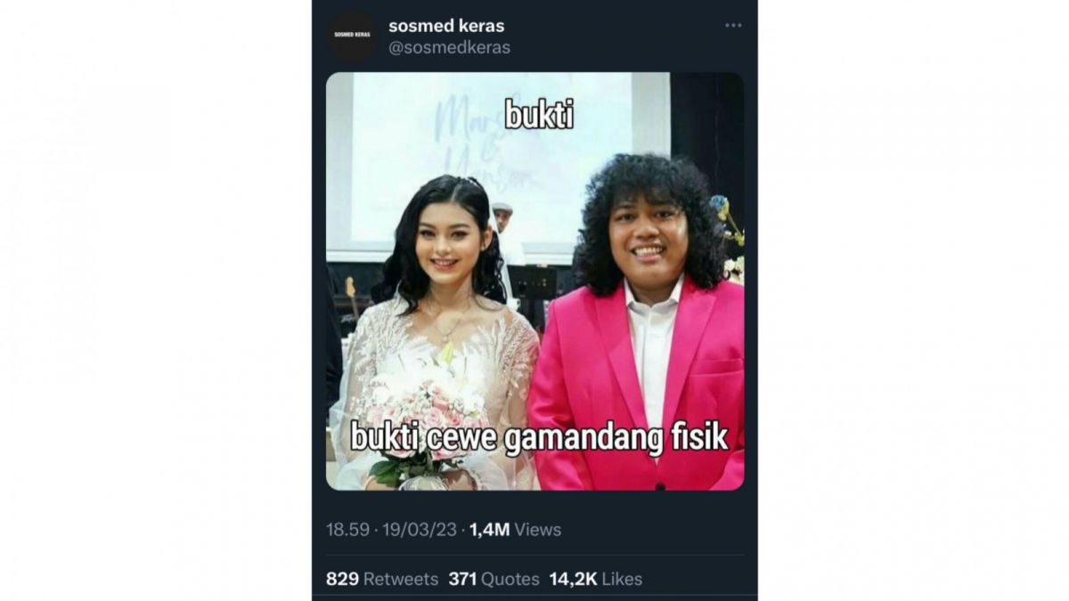 Pernikahan Marshel Widianto dan Cesen JKT48, bukti cewek nggak mandang fisik? [Twitter @sosmedkeras]