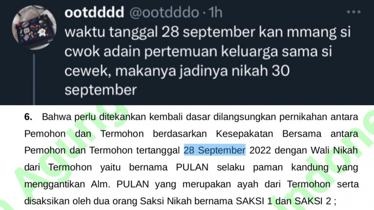 Tanggal diduga kelurga Alshad dan Nissa adakan pertemuan. [Twitter @ootdddo]