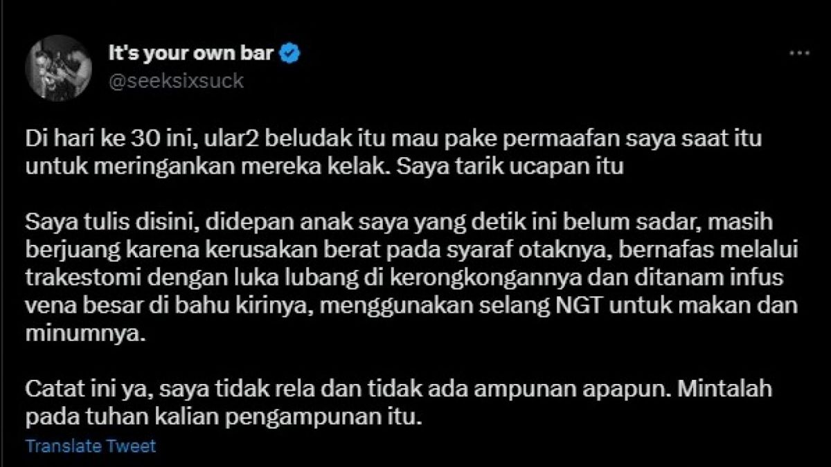 Tangkapan layar postingan twitter Ayah David [Twitter/@seeksixsuck]