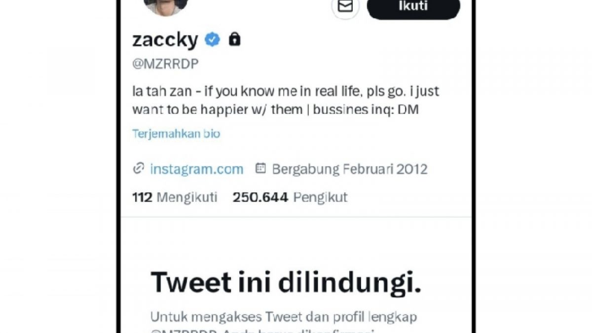 Akun Twitter yang menyebar komentar hoax soal David Ozora akhirnya digembok. [Twitter @MZRRDP]