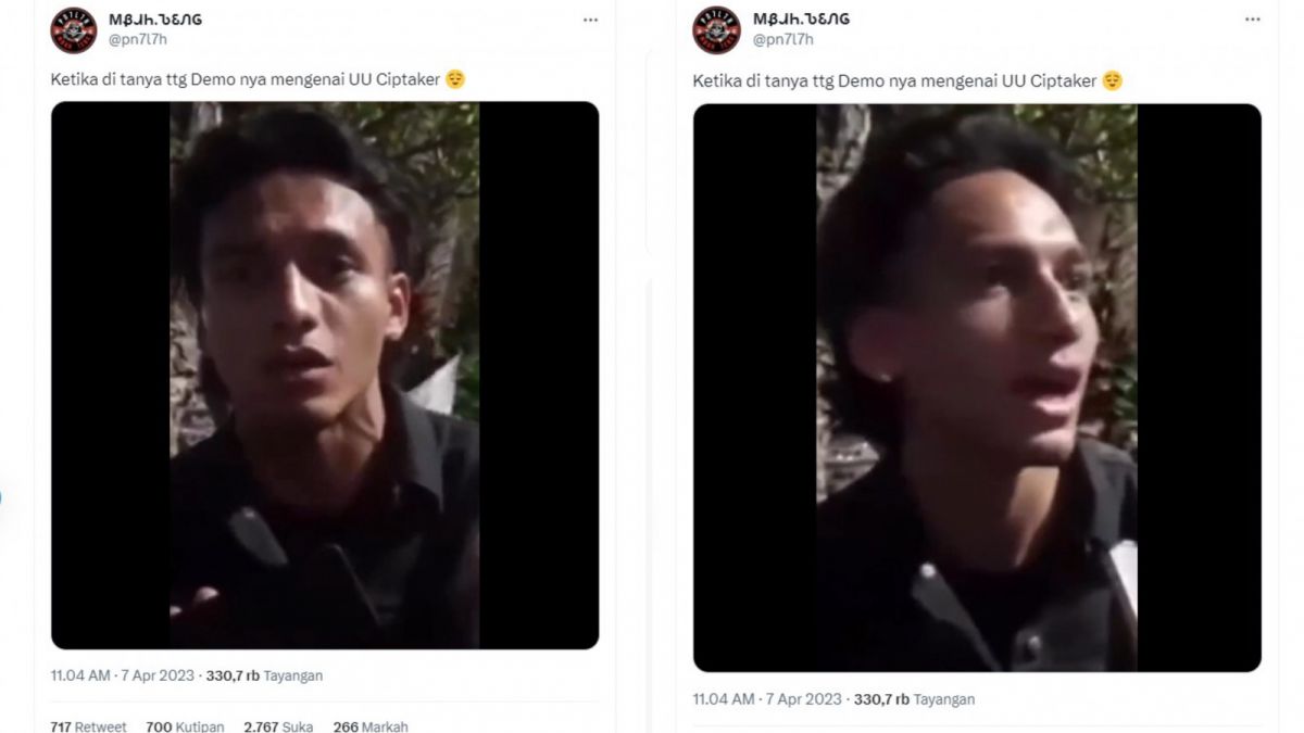 Jefri Nichol ungkap alasan ia ikut demo para mahasiswa tolak UU Ciptaker di depan Gedung DPR RI, hingga lempar bangkai tikus. [Twitter @pn7l7h]