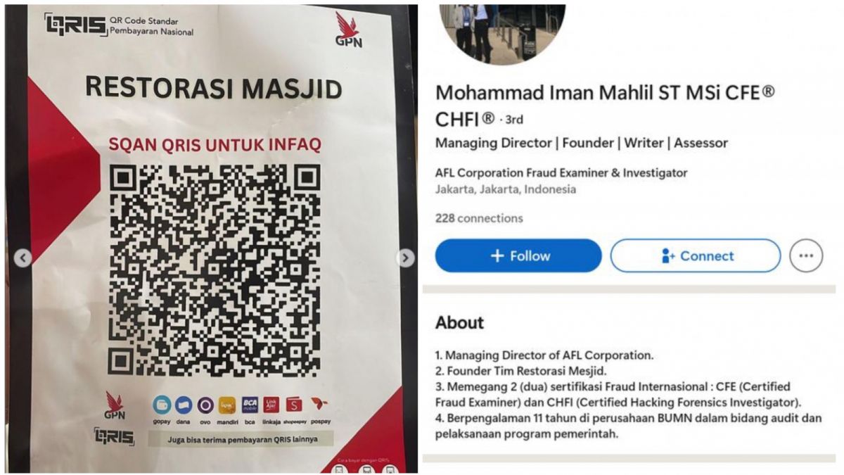 Terkuak identitas terduga tersangka penempel barcode QRIS di kotak amal masjid. [Twitter @suryabi]