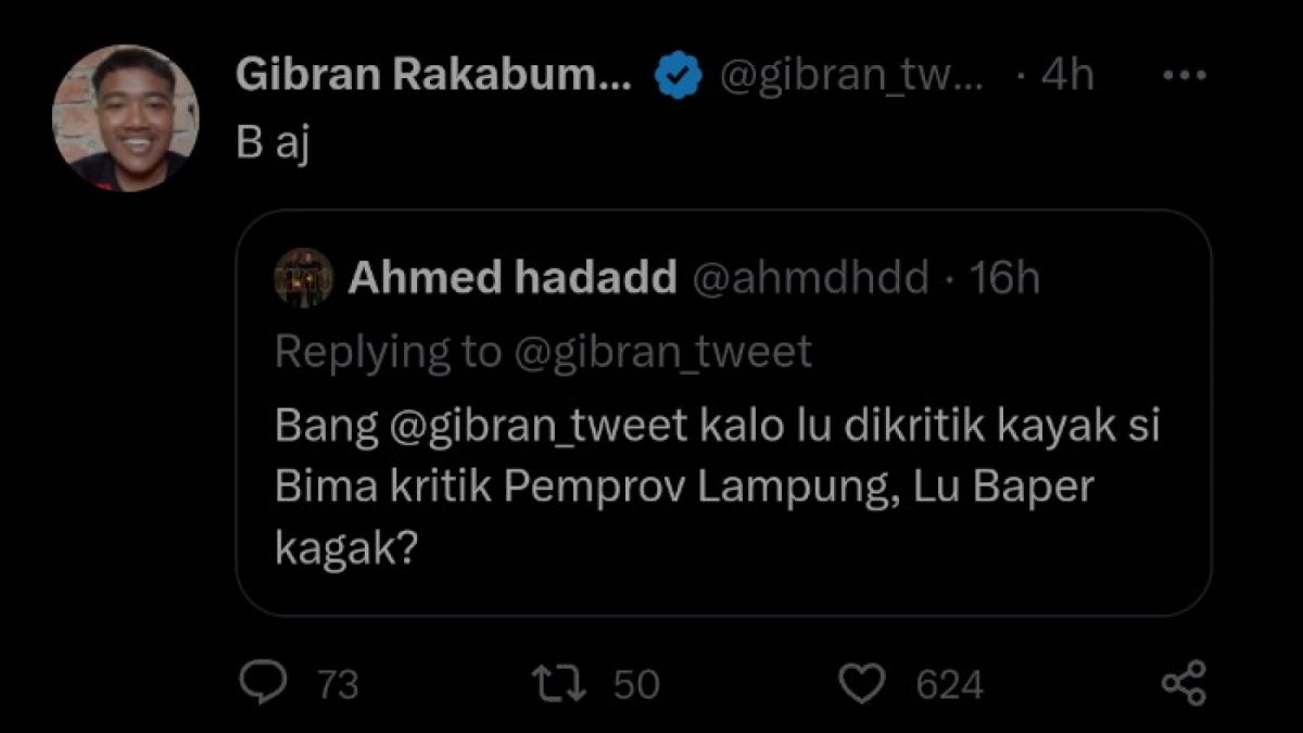 Gibran jawab pertanyaan warganet soal perasaan menerima kritikan. [Twitter/gibran_tweet]