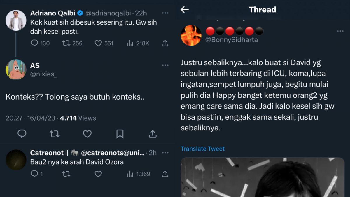 Komika Adriano Qalbi diserang netizen, usai diduga sindir David Ozora. [Twitter @adrianoqalbi @BonnySidharta]