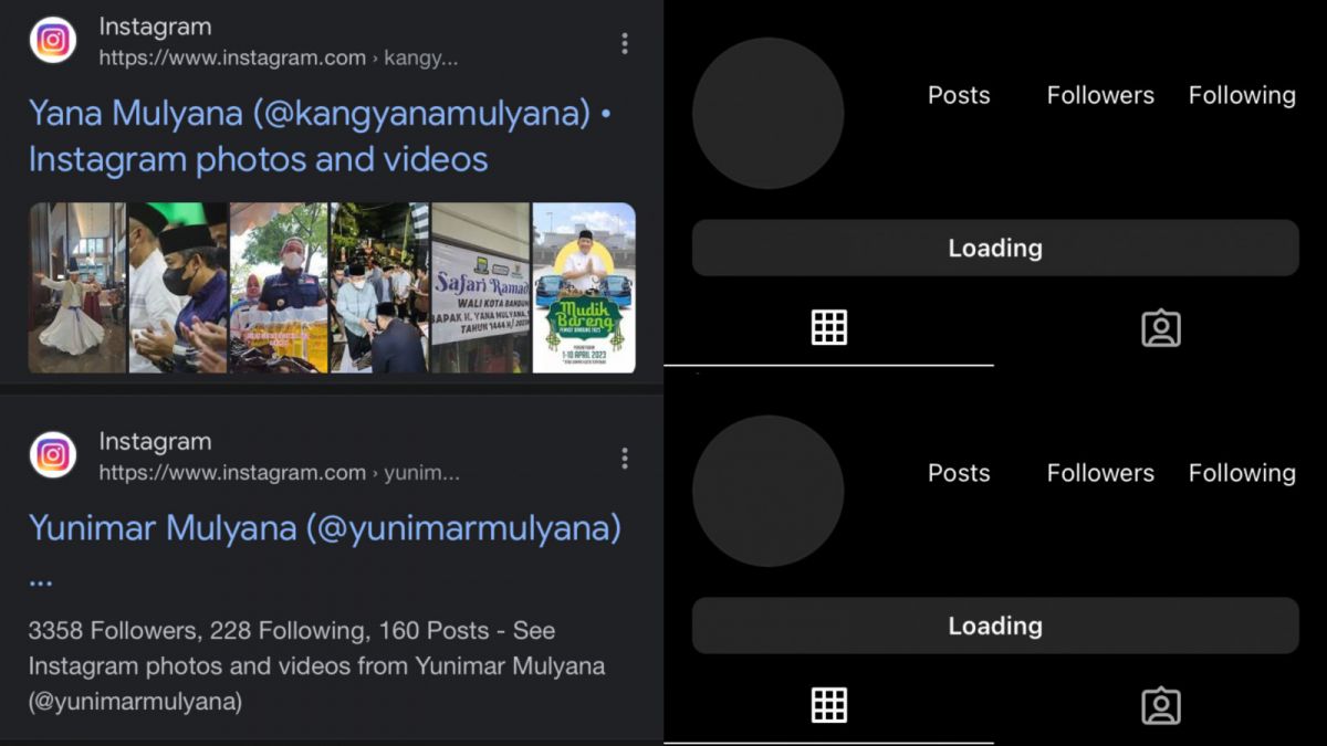 Akun Instagram Wali Kota Bandung, Yana Mulyana dan istri raib! [Google Search.]