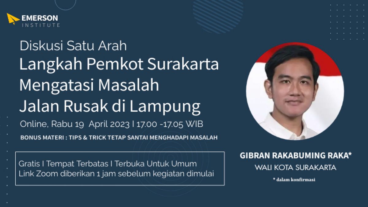 Flyer Gibran jadi pembicara diskusi satu arah. [Twitter @emerson_yuntho]