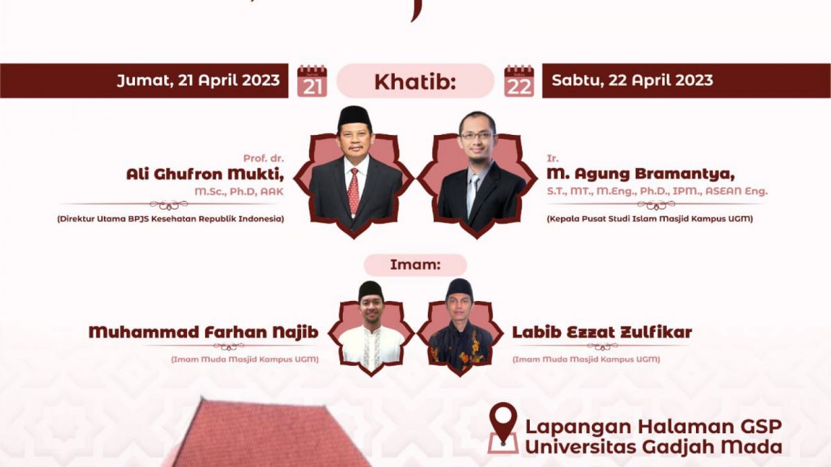 Poster pengumuman Sholat Idul Fitri 1444 H di Masjid UGM [(twitter/@masjidkampusugm)]