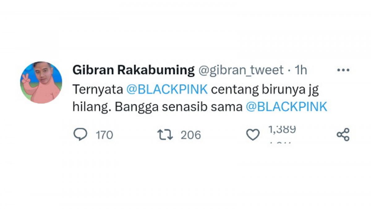 Gibran bangga senasib dengan BLACKPINK. [Twitter/gibran_tweet]