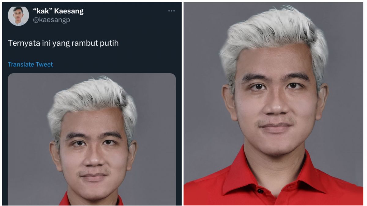 Cuitang Kaesang tentang si rambut putih yang memakai foto Gibran. [Twitter @kaesangp]