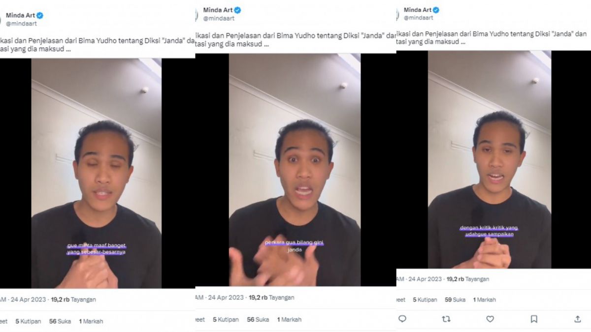 Begini kalrifikasi Awbimax usai ramai dihujat publik, karena videonya yang sebut Megawati sebagi 'janda' viral! [Twitter @mindaart]