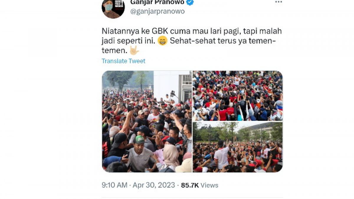 Ganjar Pranowo mengunjungi GBK. [Twitter/@ganjarpranowo]