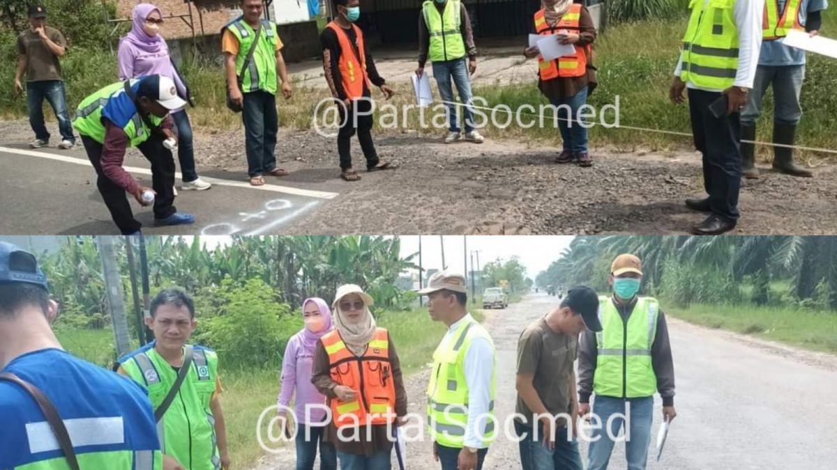 Foto terkait pengerjaan jalan di Kecamtan Rumbai, Lampung, yang viral karena rusak parah. [Twitter @PartaiSocmed]