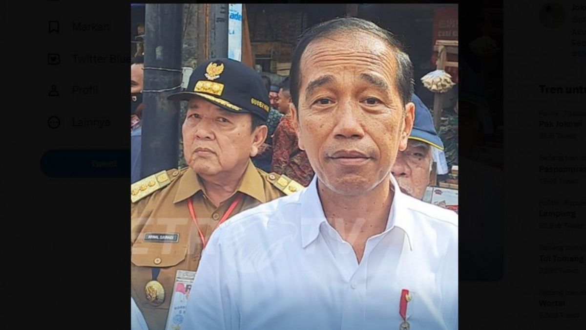 Ekspresi Gubernur Lampung, Arinal Djunaidi saat Jokowi berkunjung. [Twitter @kurawa]