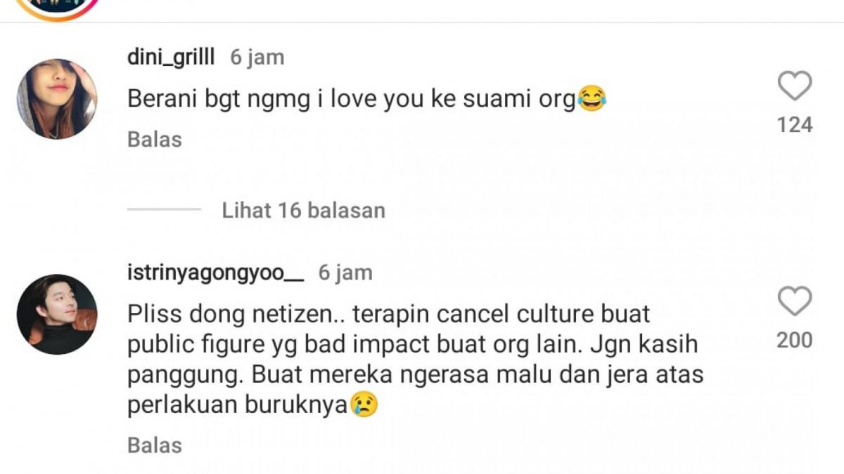 Komentar netizen terhadap isu perselingkuhan Fandy Christian. [(Instagram)]