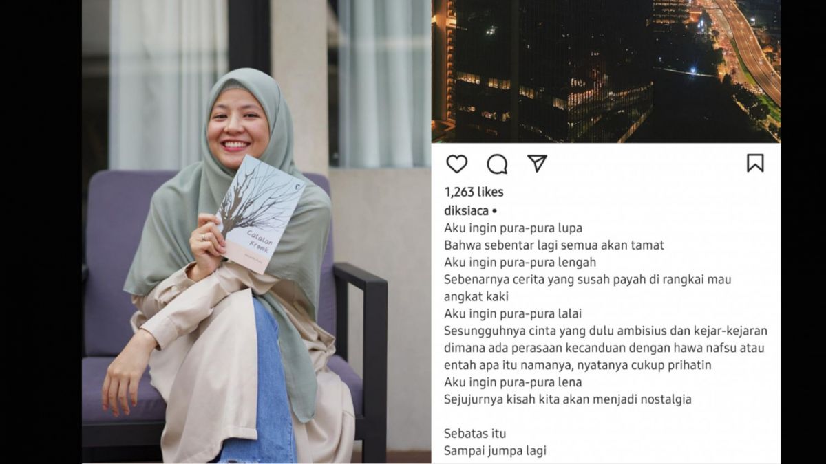 Puisi sendu karya Natasha Rizky yang disebut-sebut netizen menyiratkan perpisahan sejak lama. [Instagram @diksiaca]