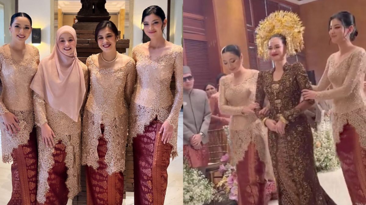 Tangkapan layar potret Natasha Rizki dan Desta di pernikahan Enzy Storia. [Twitter @tanyakanrl @ineedyouuw]