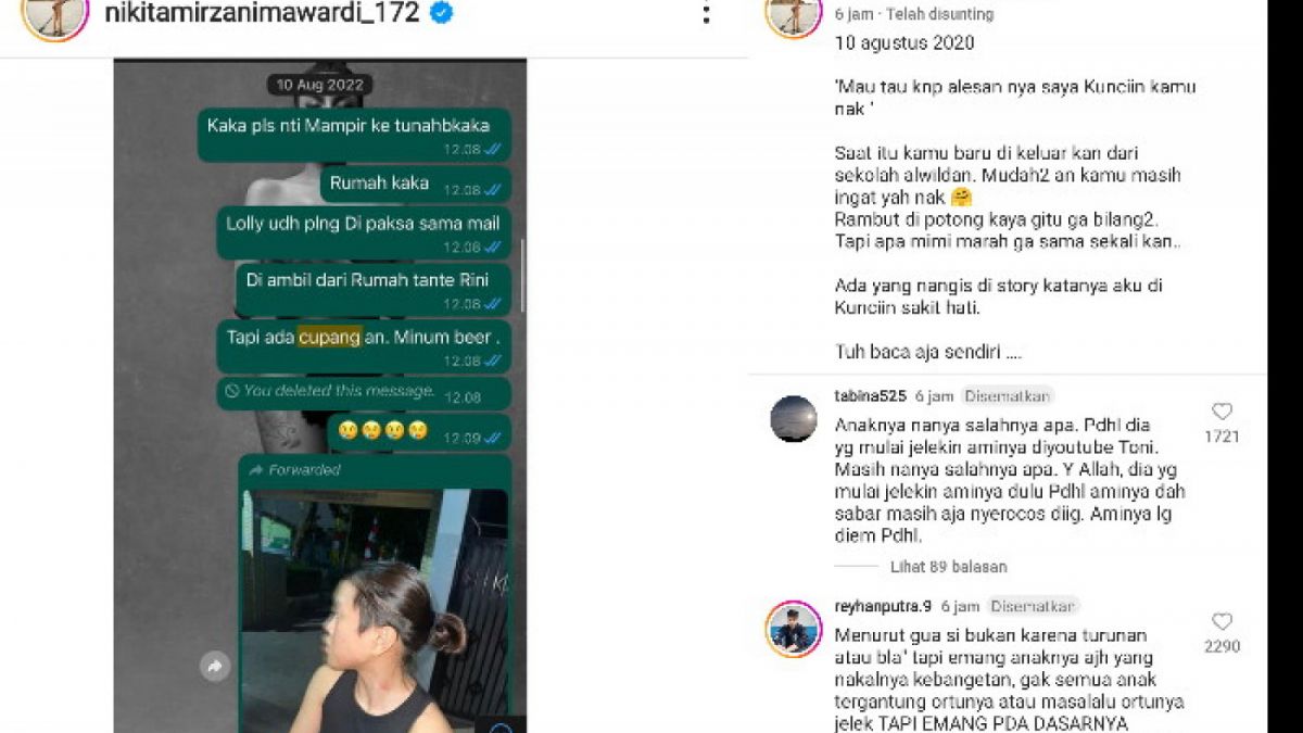 Nikita Mirzani ungkap alasannya mengunci Lolly. [Instagram/@nikitamirzanimawardi_172]