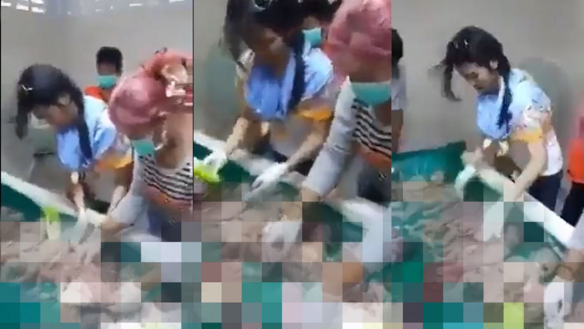 Tangkapan layar, video ribuan jasad bayi dimandikan seperti ikan, di Vietnam. [Twitter @realstewpeters]
