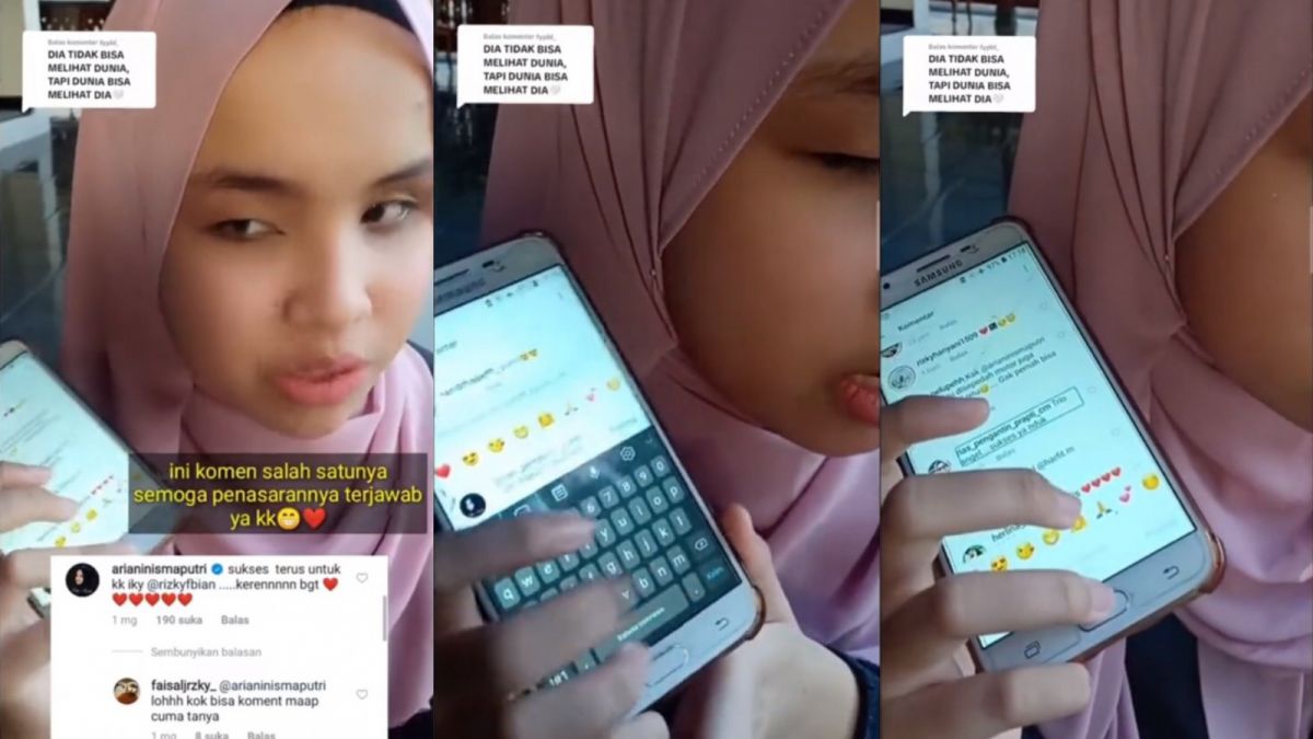 Cara Putri Ariani membalas komentar warganet melalui ponsel. [Twitter @sosmedkeras]