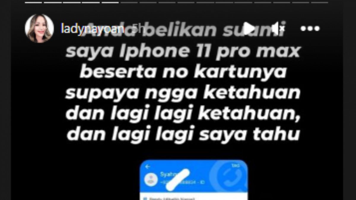Lady mengungkapkan bahwa Syahnaz Sadiqah membelikan iPhone untuk Rendy Kjaernett hingga membayarkan hotel [Instagram/@ladynayoan]