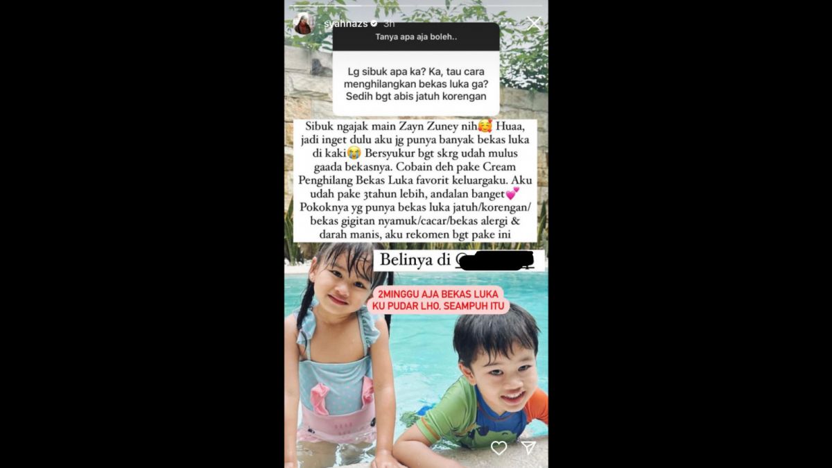 Syahnaz Sadiqah posting hal ini, pasca  diisukan berselingkuh dengan Rendy Kjaernett. [InstaStory @syahnazs]