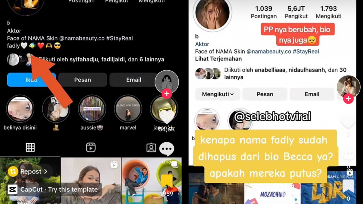 Rebecca Klopper menghapus nama Fadly Faisal di bio akun Instagramnya, diduga keduanya telah putus. [TikTok @quotesvibe__ Selebhotviral]