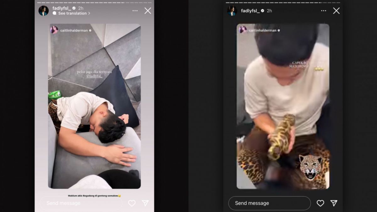 InstaStory Caitlin Halderman yang di-repost oleh Fadly Faisal. [Instagram @fadlyfsl_]