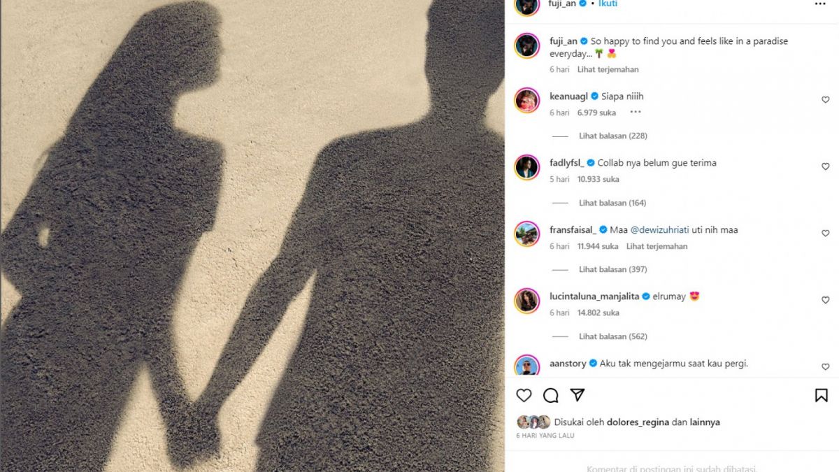 Diduga Fuji dan cowok barunya. [Instagram @fuji_an]