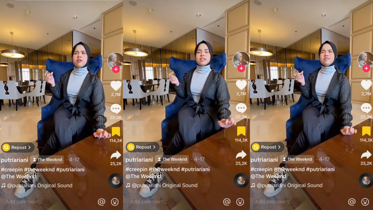 Putri Ariani saat menyanyikan lagu Creepin The Weeknd. [TikTok putriariani]