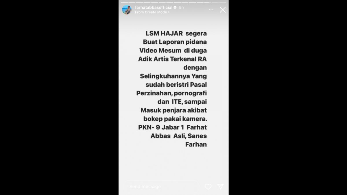 Farhat Abbas akan laporkan video mesum diduga mirip adik artis RA ke kepolisian. [Instagram @farhatabbasofficial]