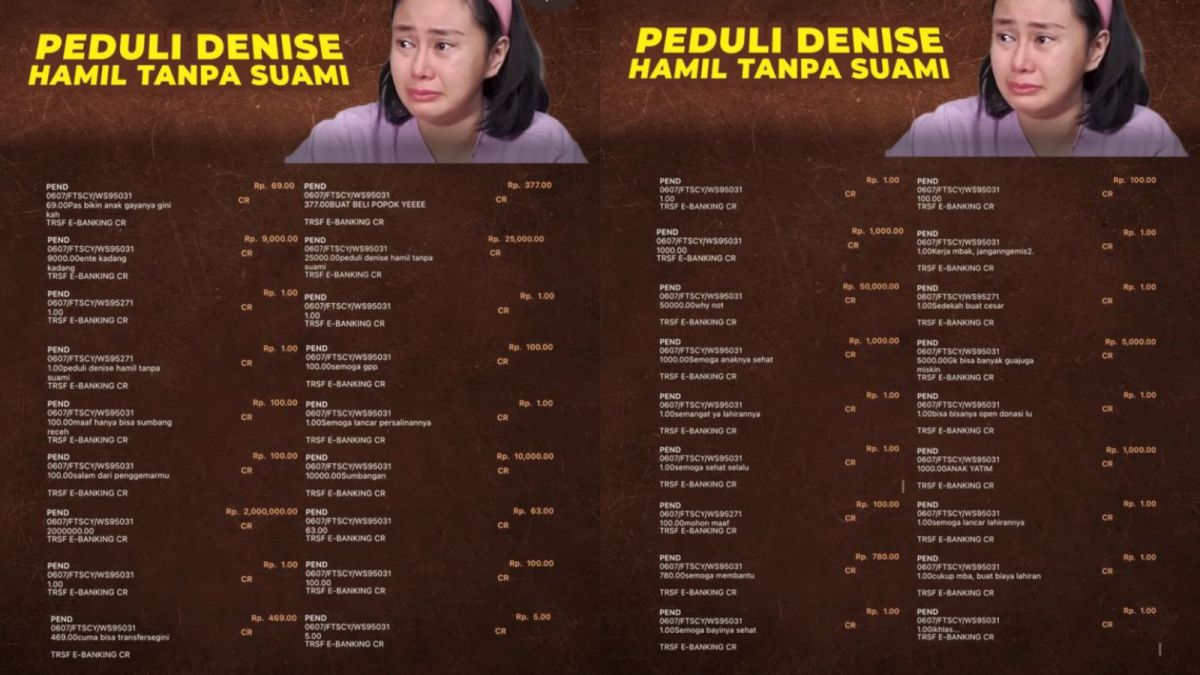 Rekap data donasi untuk Denise Chariesta dari publik. [Instagram @denisechariesta91]