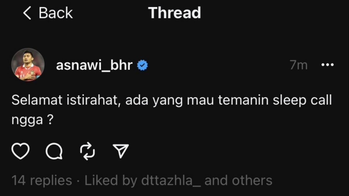 Unggahan Asnawi di akun Threads-nya. [asnawi_bhr]