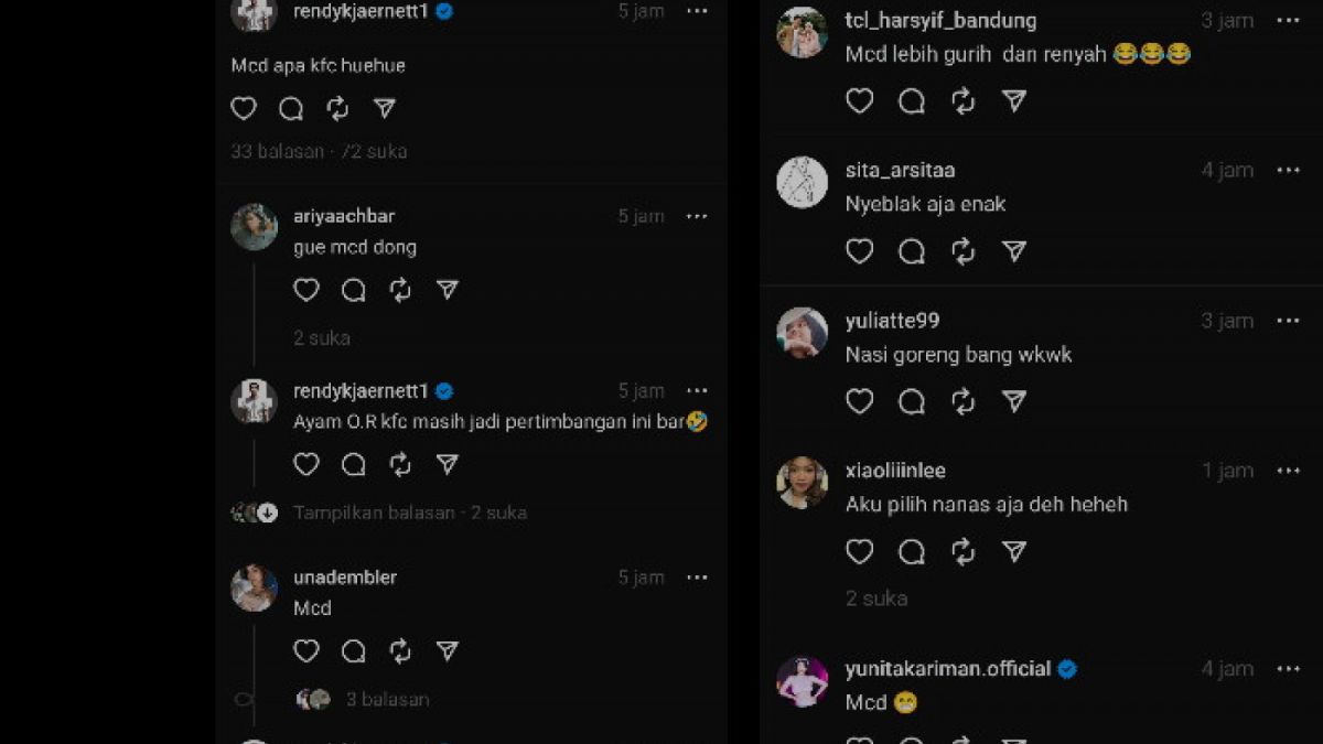 Respon warganet di unggahan Threads Rendy Kjaernett. [Threads/@rendykjaernett11]