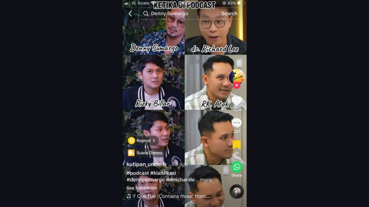 Gestur RK Atok dan Rizky Billar yang dinilai mirip oleh warganet. [TikTok kutipan_uncle.b]
