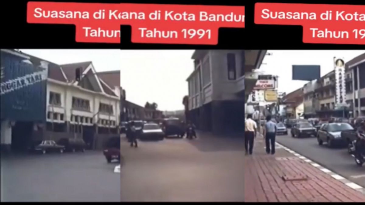 Tangkapan layar pemandangan pedestrian di jalanan Kota Bandung tahun 1991. [Twitter @txtdaribandung]