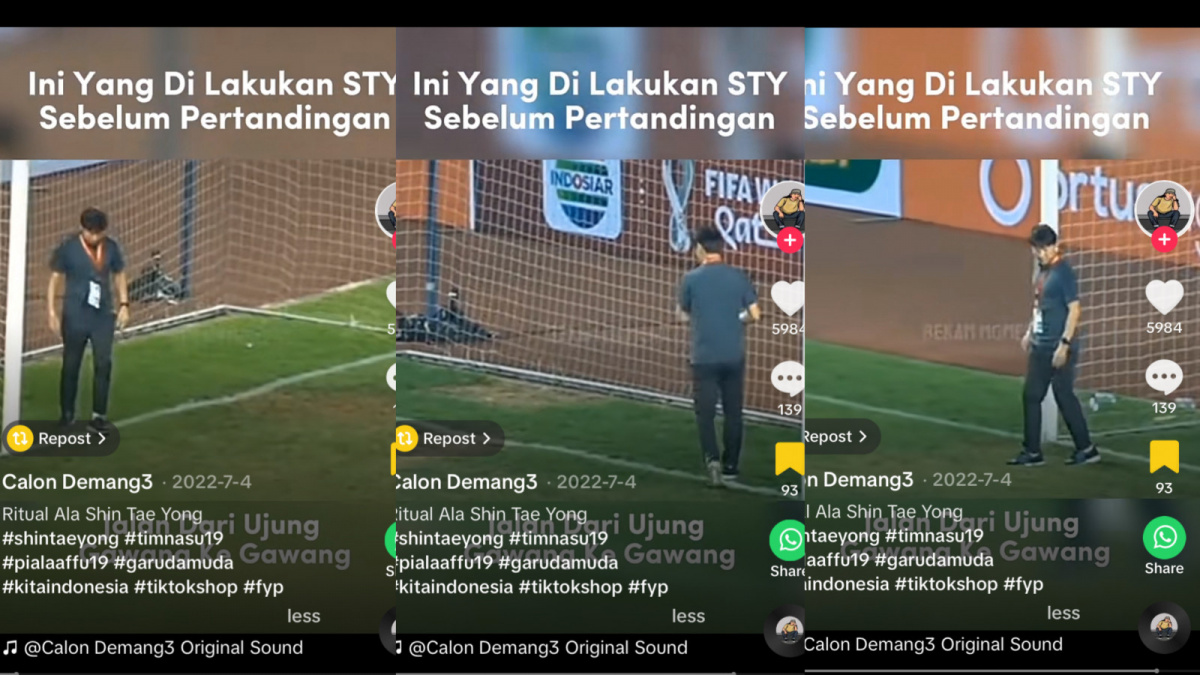'Ritual' khusus dari Shin Tae Yong sebelum Timnas Indonesia bertanding, curi perhatian warganet. [TikTok Calon Demang3]