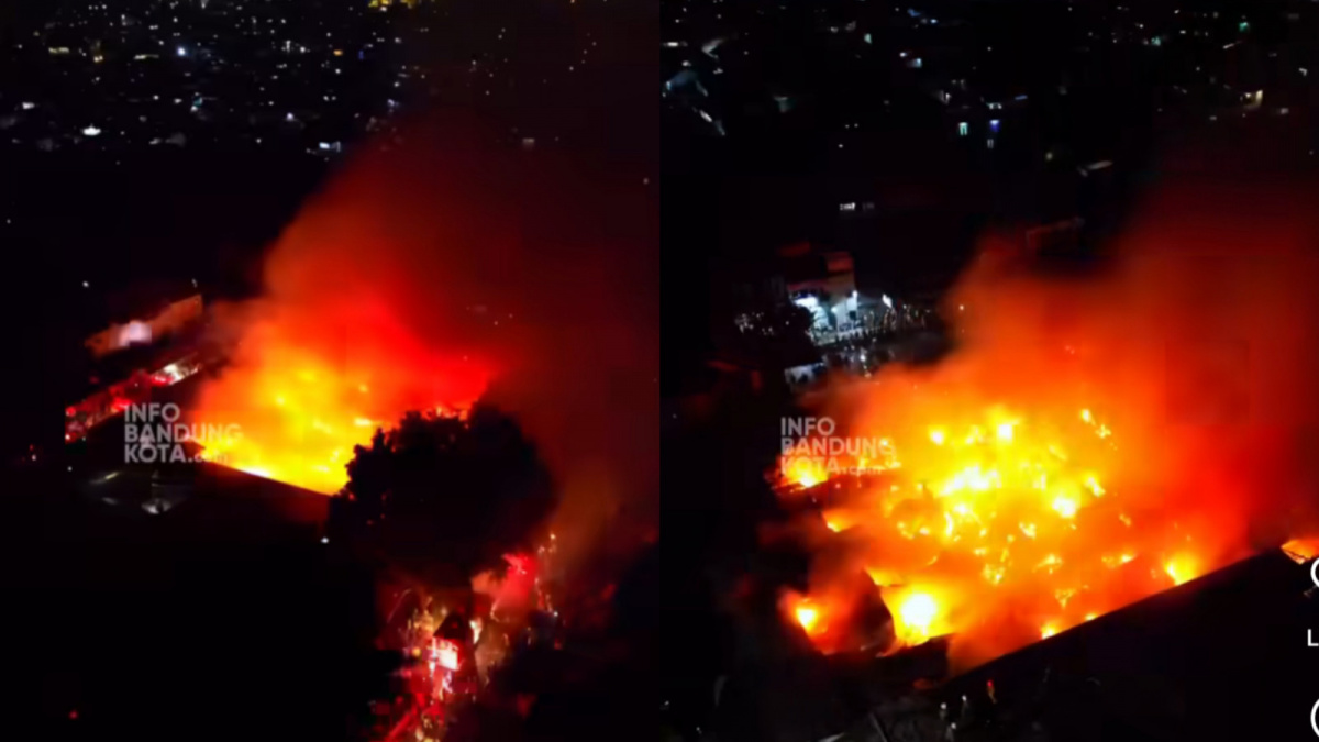Penampakan kebakaran di Pasar Sadang Serang Kota Bandung. [Instagram/infokotabandung]