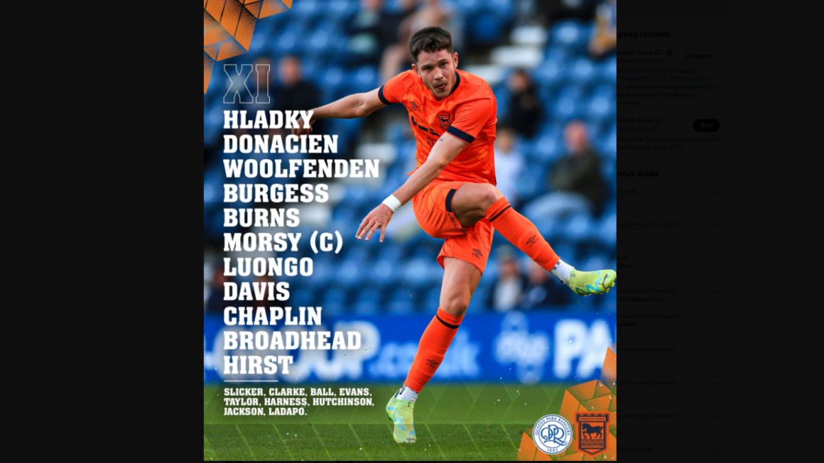 Starting Eleven Ipswich Town, tanpa nama Elkan Baggott. [Twitter Ipswich Town]