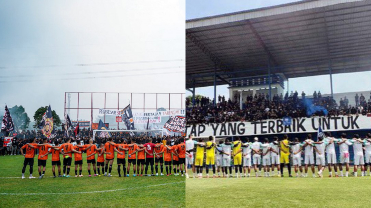 Potret Bobotoh dan Jakmania menemani sesi latihan Persib dan Persija, jelang laga derby klasik. [Dok. Persija_Jkt, simamaung melalui akun X/Twitter @labiebsadat]