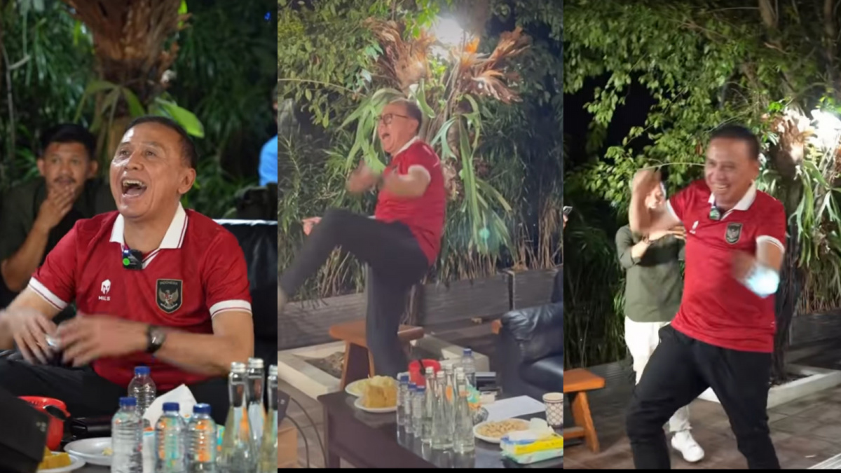 Begini ekspresi kegirangan eks Ketum PSSI, Iwan Bule saat Timnas Indonesia U-23 berhasil lolos ke laga Piala Asia. [Instagram mochamadiriawan84]