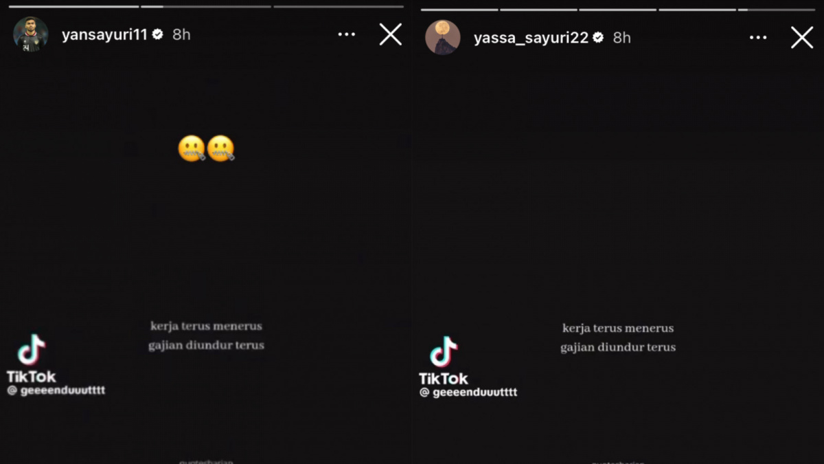 InstaStory Yakob dan Yance Sayuri, dua penggawa PSM Makassar. [Instagram/yassa_sayuri22 & yansayuri11]