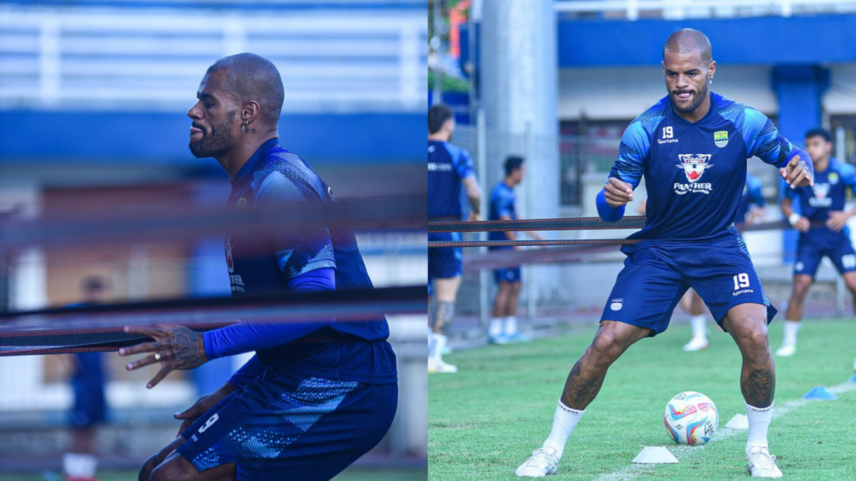 Momen David da Silva, gelandang serang Persib Bandung melakukan sesi latihan untuk persiapan laga selanjutnya di BRI Liga 1. [X/Twitter @persib]
