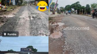 Perbaikan Jalan Rusak di Lampung Dikebut sebelum Kedatangan Jokowi, Begini Kondisinya setelah Diguyur Hujan