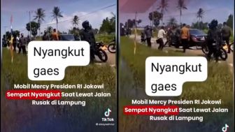 Eh, eh Nyangkut! Momen Kocak Mobil Jokowi Lewat Jalan Rusak di Lampung Bikin Publik Ngakak