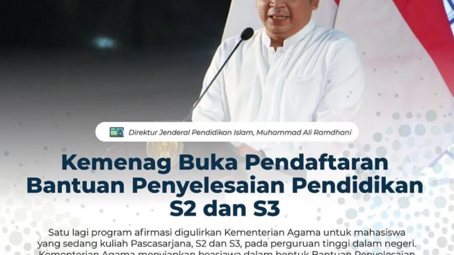 Kemenag Buka Program Beasiswa Bantuan Penyelesaian Pendidikan S2 dan S3, Ini Syaratnya!